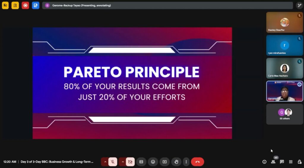 Biz Breakthrough Challenge Gerome Tayao Pareto principle