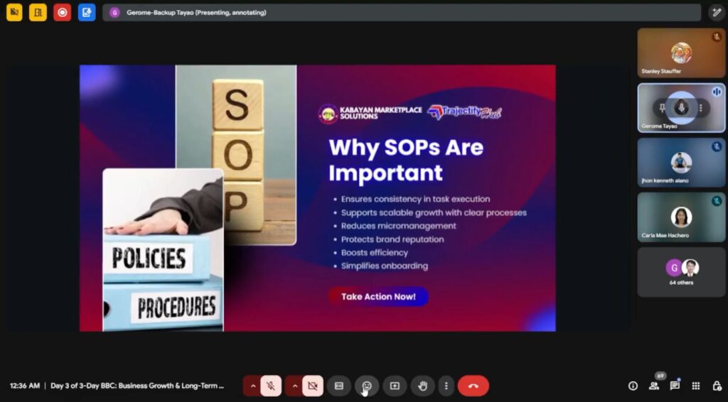 Biz Breakthrough Challenge Gerome Tayao SOP importance